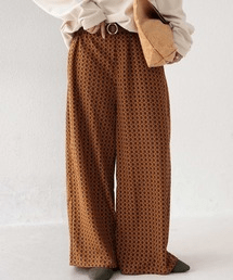 antiqua レトロ柄 ワイドパンツ パンツ レディース ボトムス 柄パンツ・py-00575