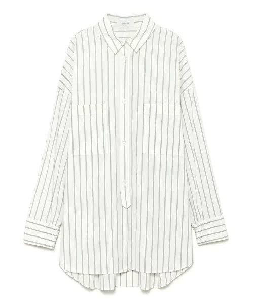 emmi atelier オーガニックコットンストライプシャツ