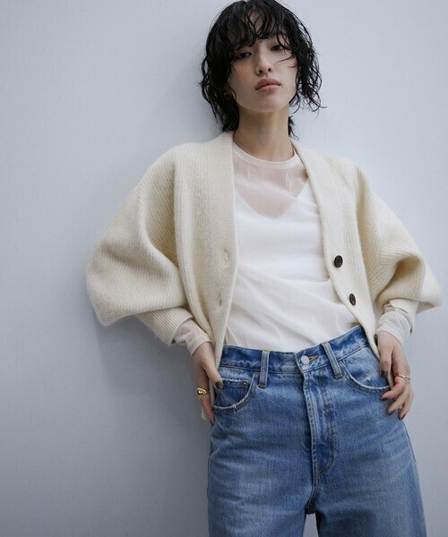 ADAM ET ROPE' ファーニットカーディガン
