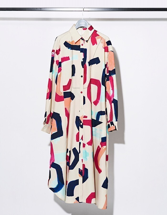 RUMCHE "POPPIN" Art Print Shirt Dress