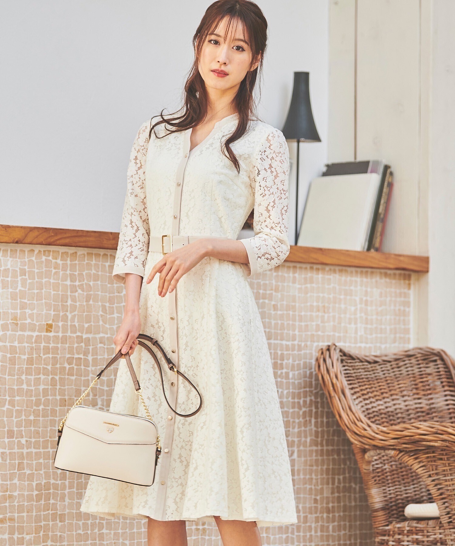 LAISSE PASSE レースシャツワンピース