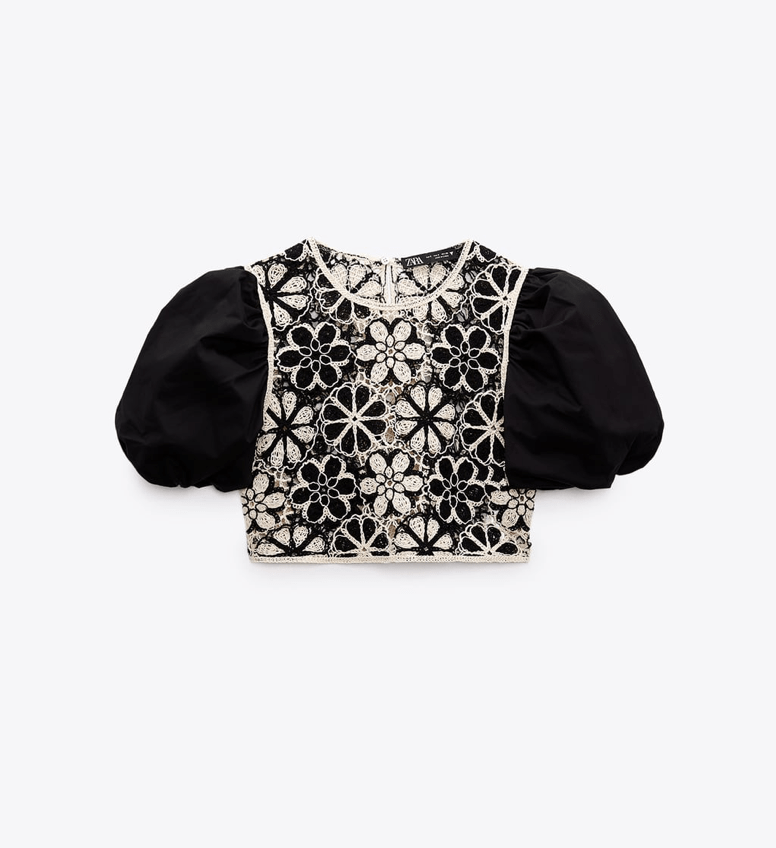 ZARA クロシェットディテール入りトップス
