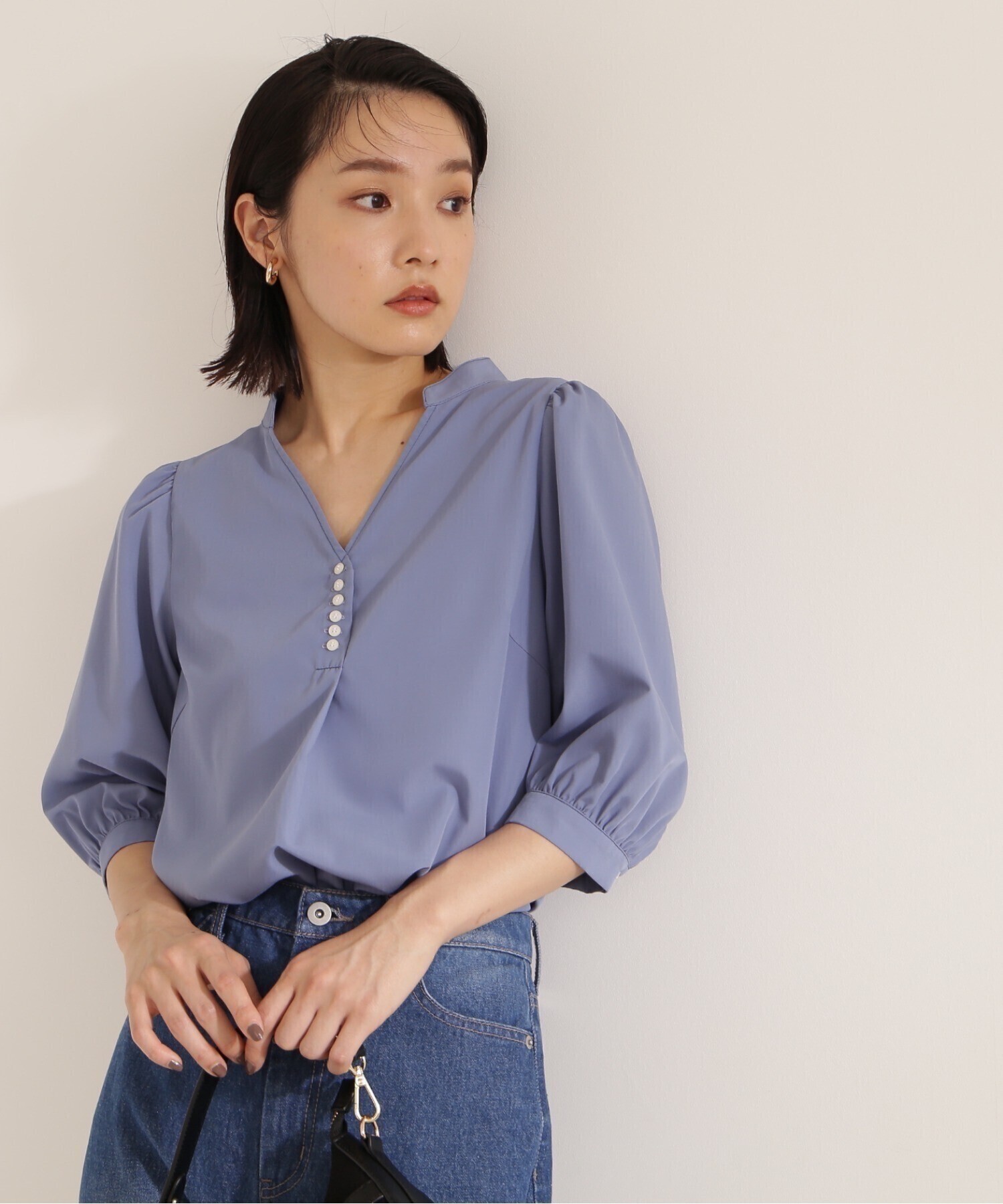 NATURAL BEAUTY BASIC フロントボタンスキッパーブラウス