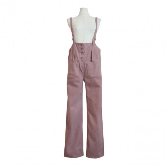 BayBee button design denim salopette(dusty pink)