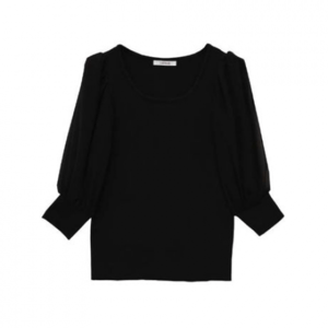 LADYMADE 7分袖シフォンリブニット