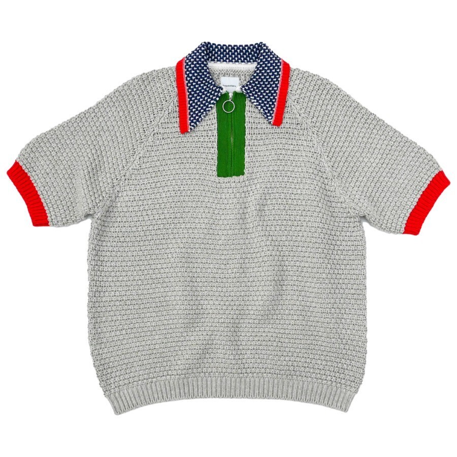Sasquatchfabrix. HALF ZIP KNIT POLO Ash Gray