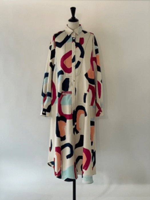 RUMCHE "POPPIN" Art Print Shirt Dress