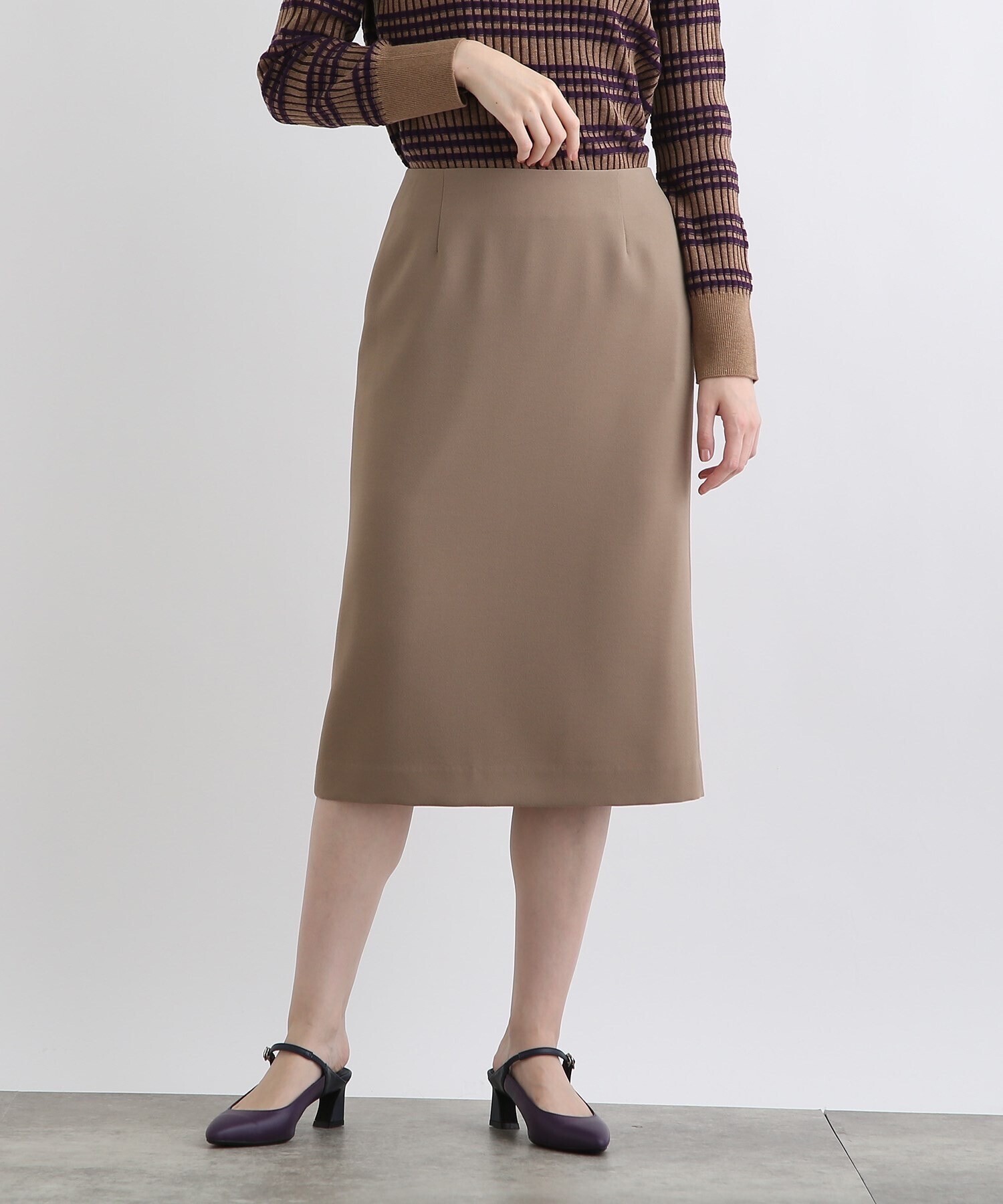 INDIVI ストレッチ ストレートスカート
