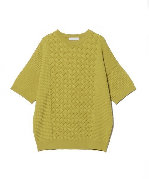 ESTNATION リサイクルポリエステル バスケット柄クルーネックニット