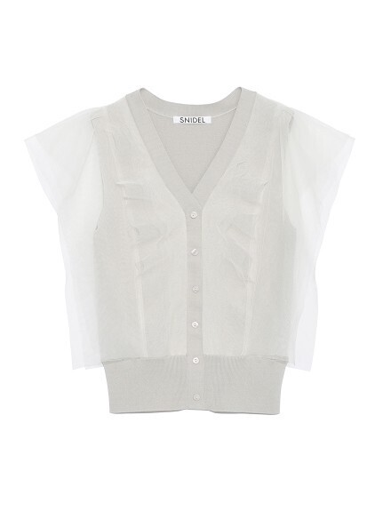 SNIDEL Sustainableチュールスリーブニットプルオーバー