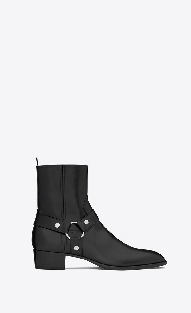 SAINT LAURENT クラシック ワイアット ハーネスブーツ（ブラック／レザー）