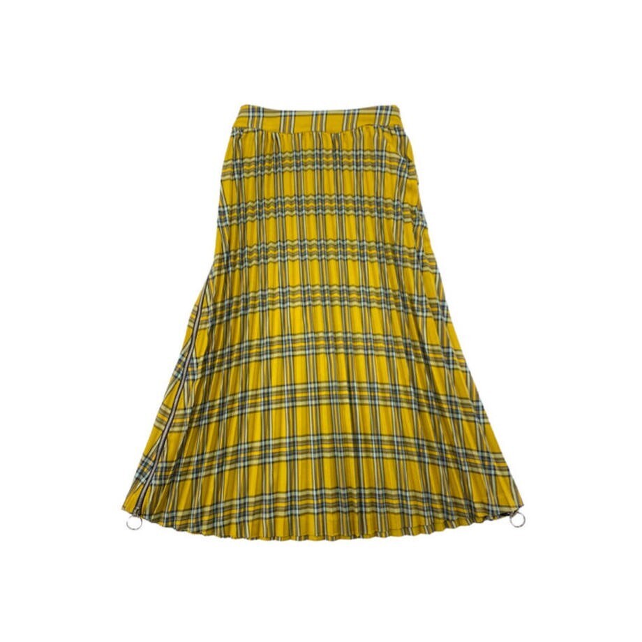 R R R Check Pleats Slit Skirt