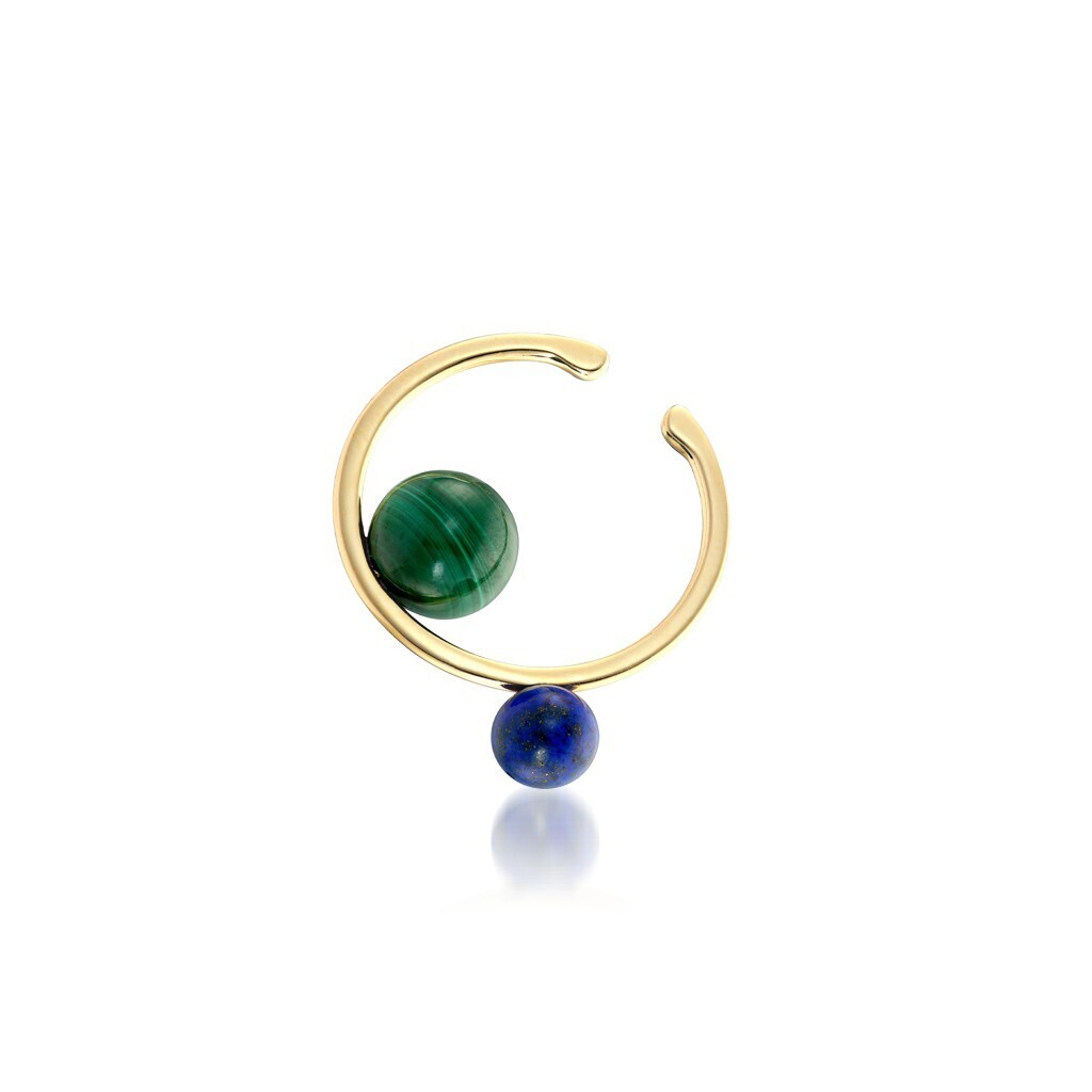 STAR JEWELRY K10 イヤーカフ MALACHITE/LAPIS LAZULI EAR CUFF