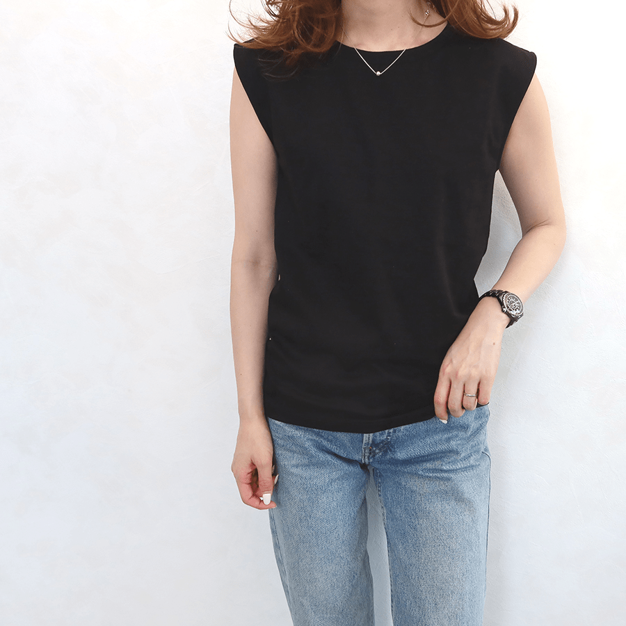 maison de Dolce. シルケットノースリーブトップス（black）