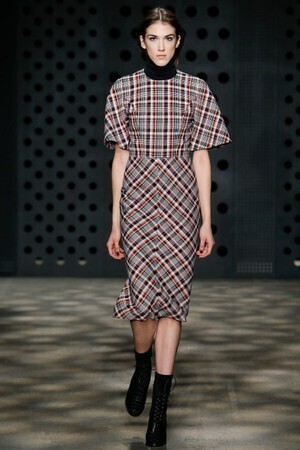 ADEAM Multi plaid mitered dress