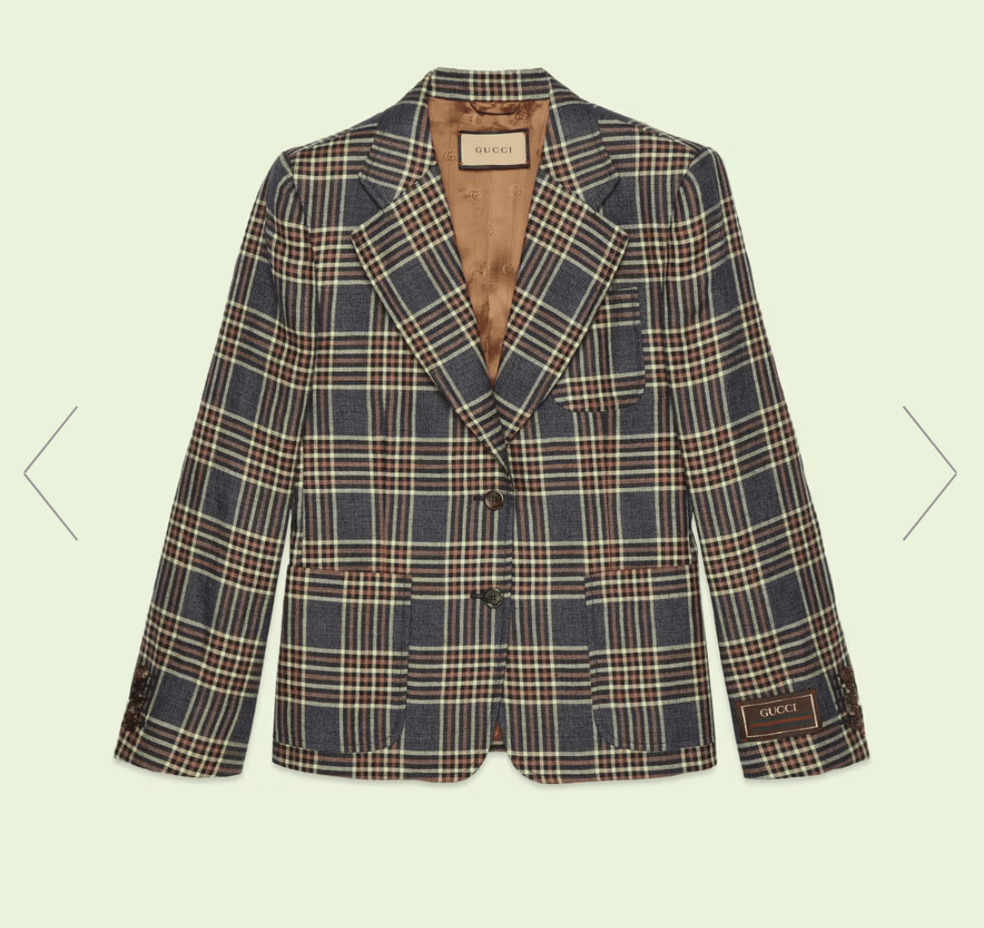 GUCCI リネンシルク チェック ジャケット