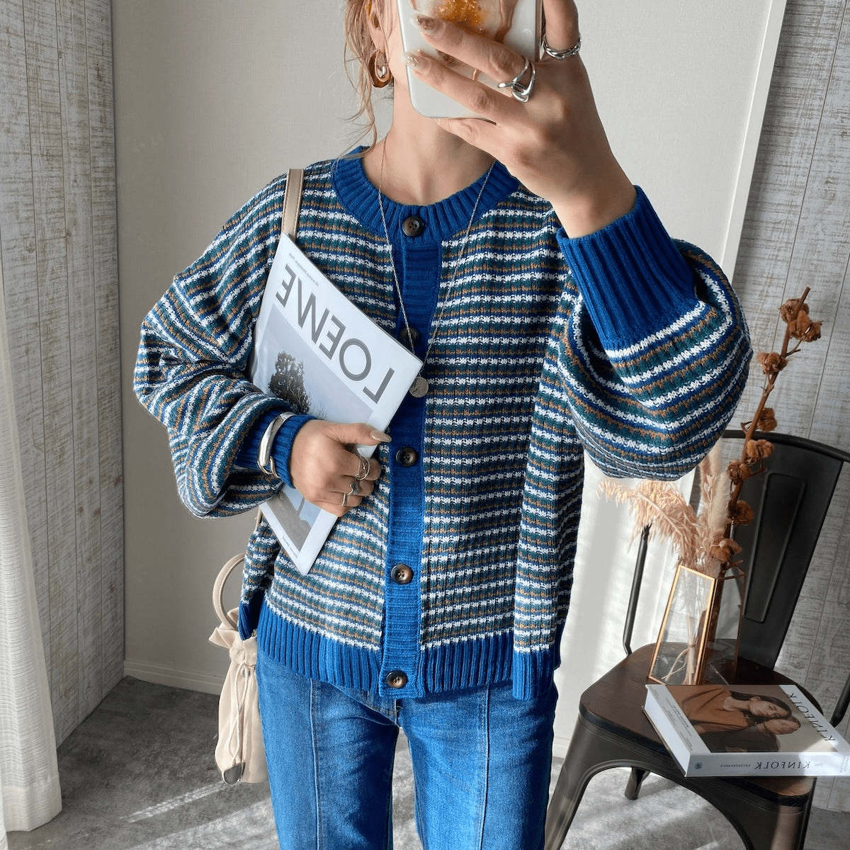 Chich&Sally rétro stripe 2way CD【Blue】