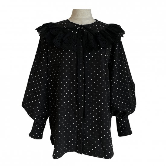 BayBee removable collar blouse(dot black)