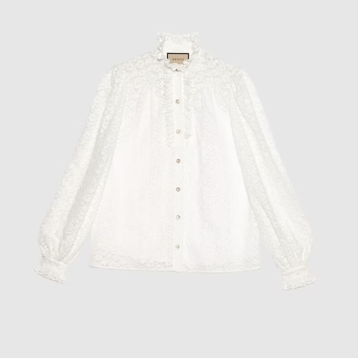 GUCCI コットン フローラル レースシャツ