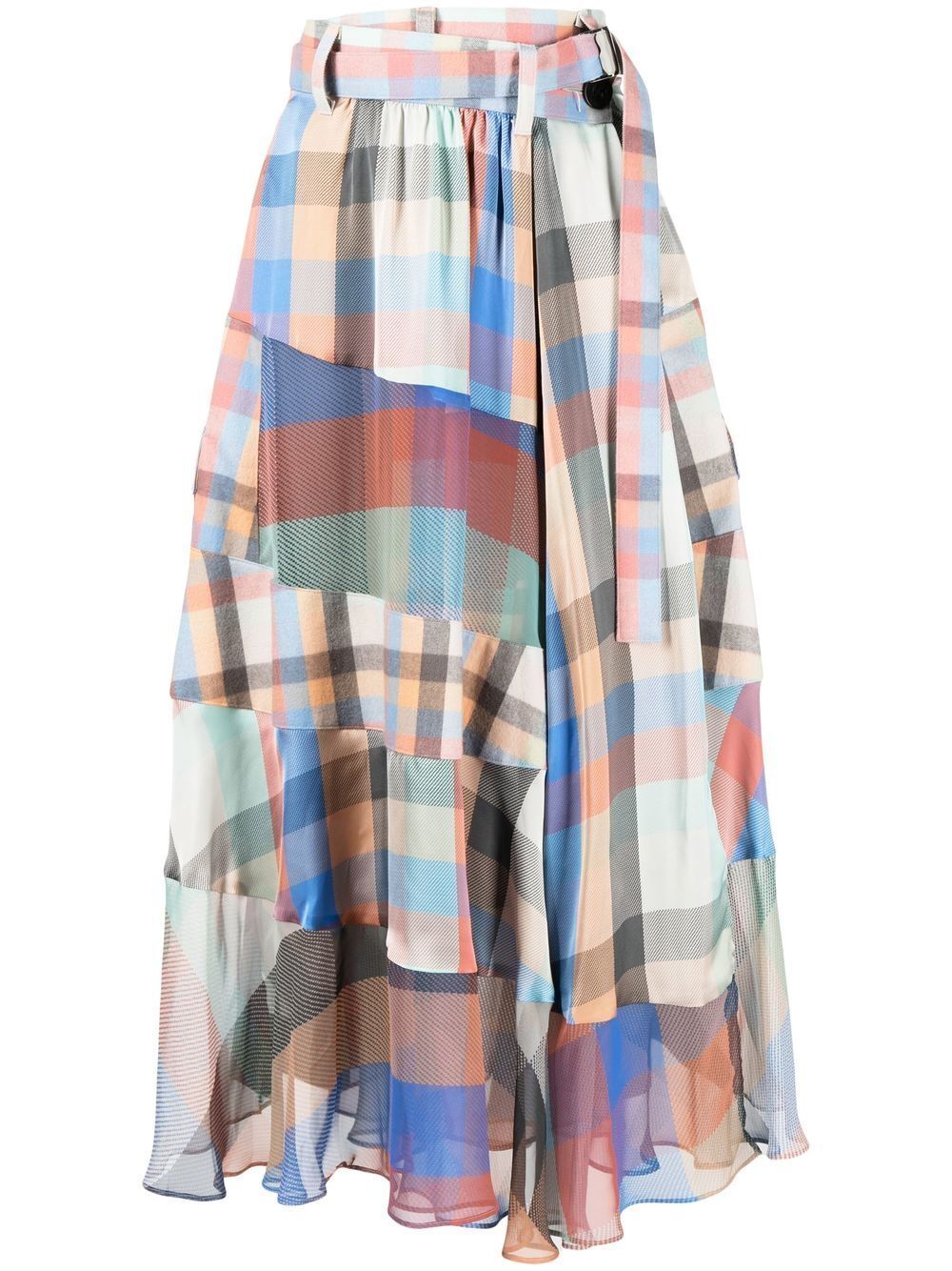 sacai パッチワーク チェック スカート