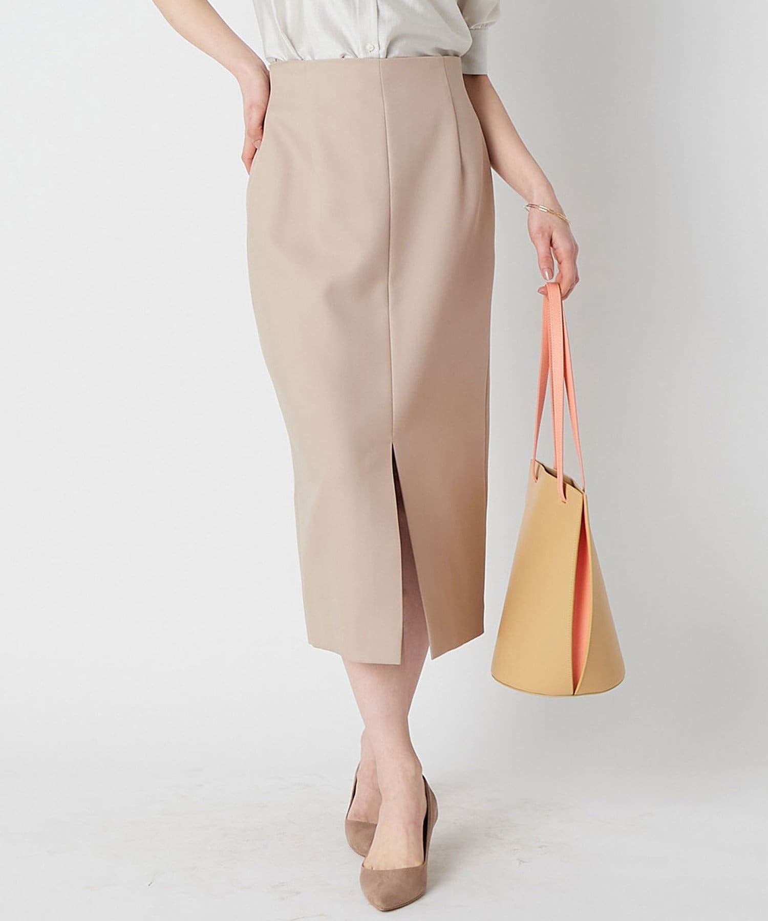 La boutique BonBon 【手洗い可】リネン混ストレッチナロースカート