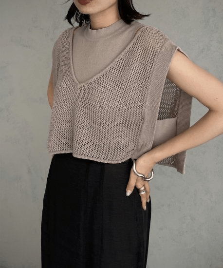 &g’aime Mesh vest layered knit/2piece(986-60029)