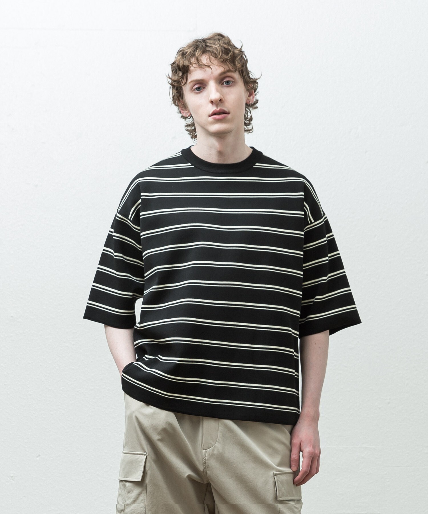 SLICK Half Milano Border Oversized T-Shirt