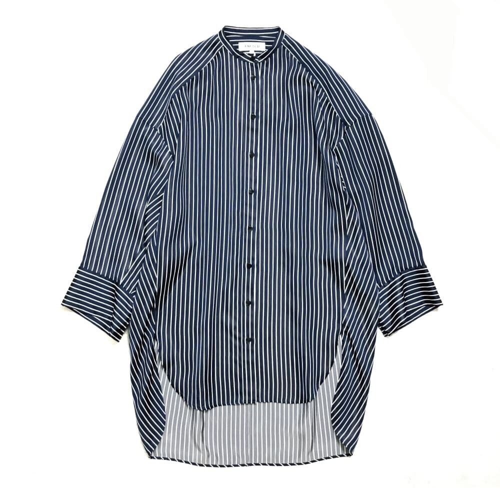 ENFOLD サテンストライプ ワイドスリーブBIG SHIRT