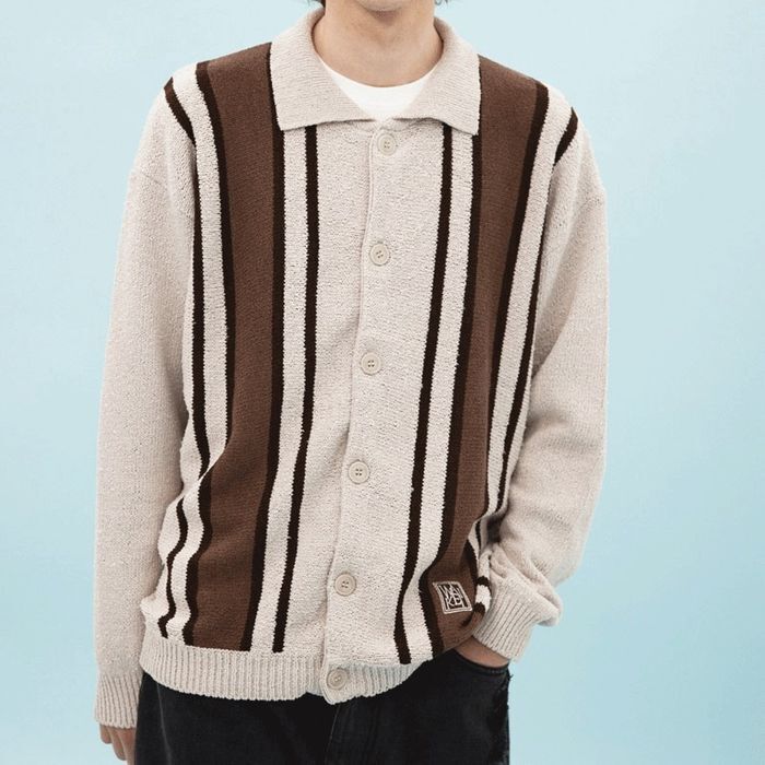 Wai Kei Color block collar cardigan