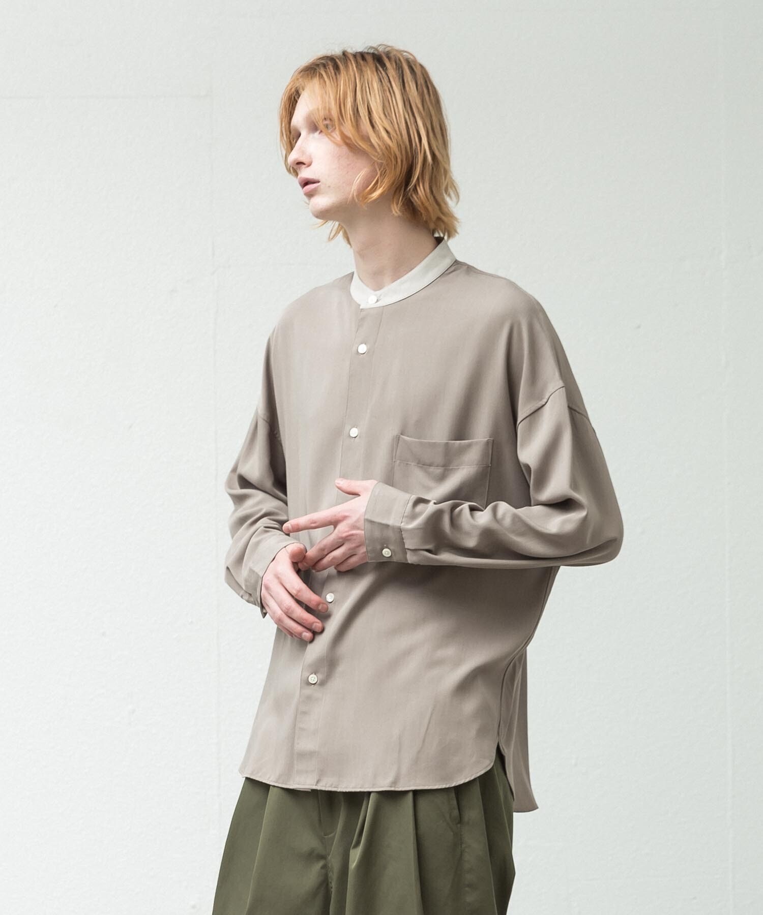 SLICK T/Rツイルクレリックバンドカラードロップショルダーシャツ