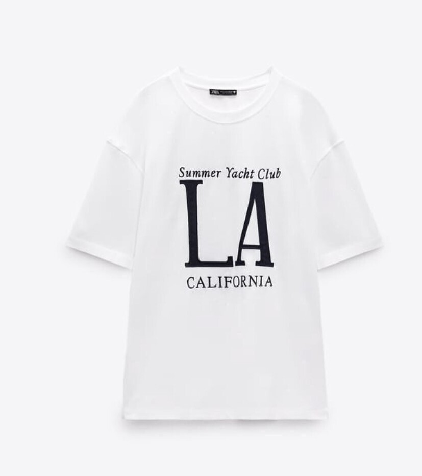 ZARA エンブロイダリーテキストTシャツ
