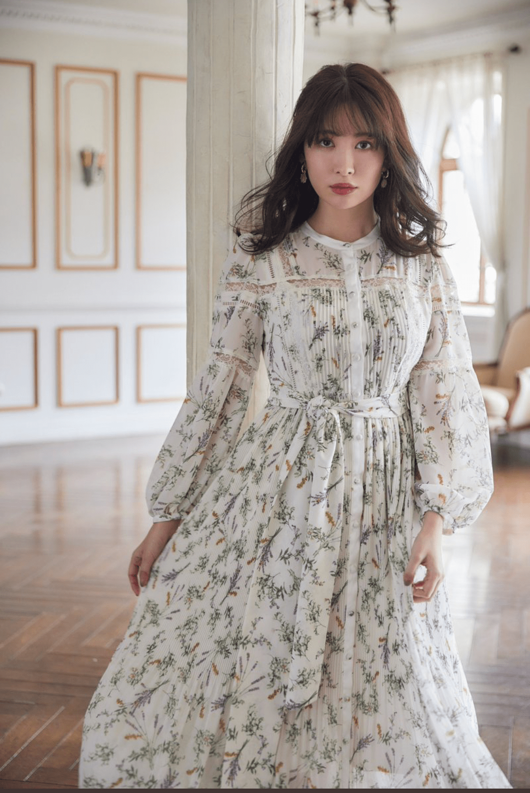 Herlipto Floral Bouquet Pleated Long Dress