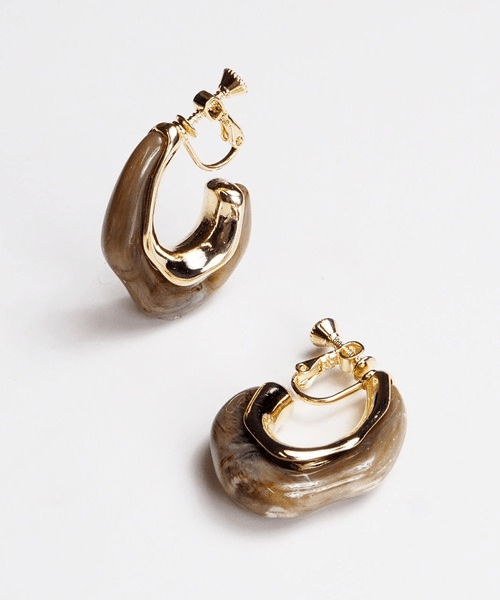 VATSURICA 【m-309E(BR)】《mia trim》ニュアンスカラーアクリルメタルイヤリング