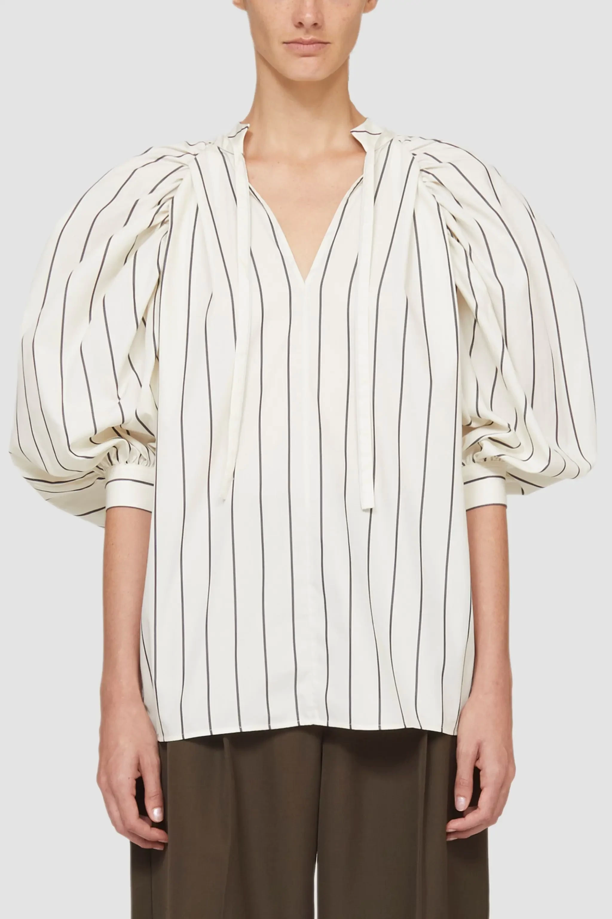 3.1 Phillip Lim ストライプ ポプリン パフスリーブトップ