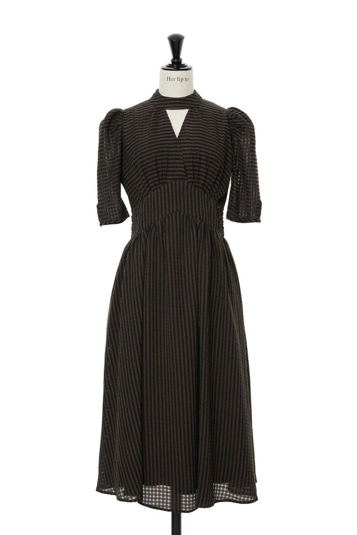 Her lip to Striped midi dress