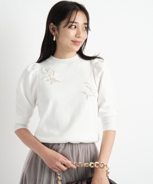 Apuweiser-riche 配色ビーズ刺繍プルオーバー