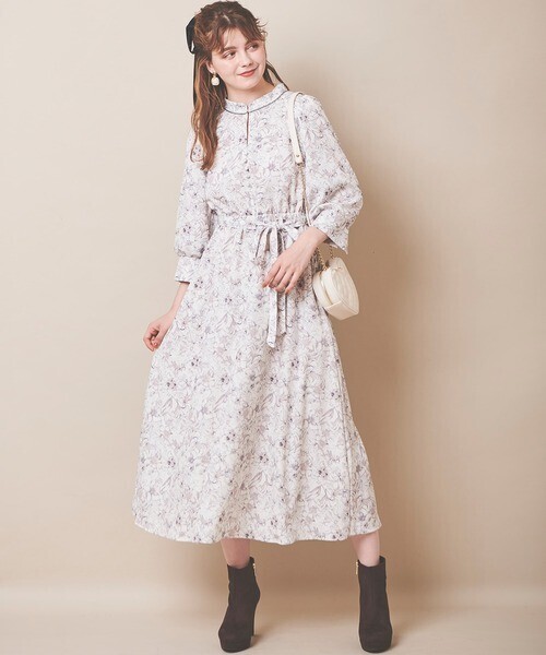31 Sons de mode ラインフラワープリントワンピース