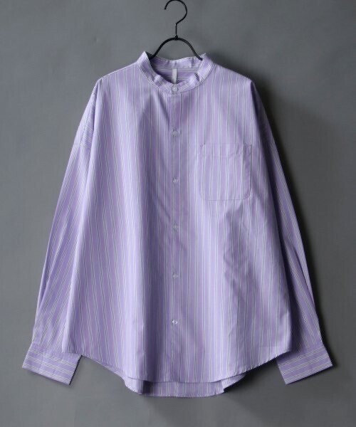 SITRY Oversize Drop shoulder Band Collar broadcloth shirt