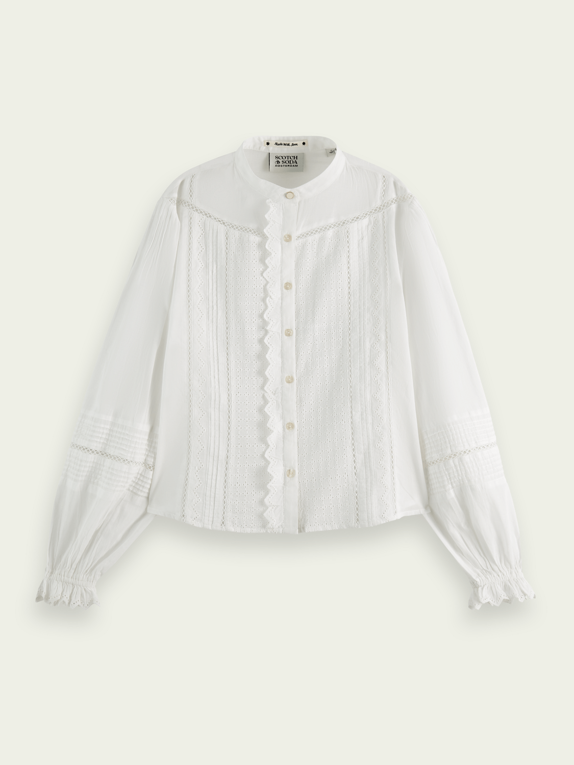 SCOTCH & SODA Long-sleeved organic cotton broderie shirt