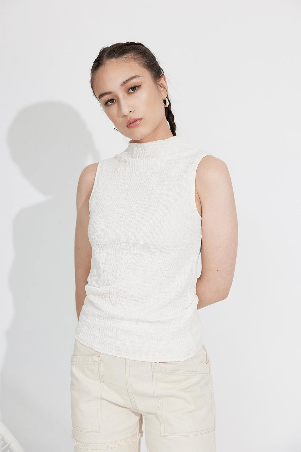 ALEXIA STAM Sleeveless High Neck Top Off White