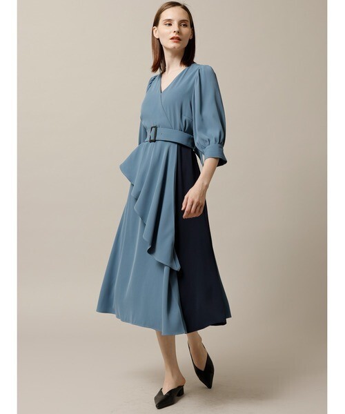 TONAL バイカラーカシュクールワンピース