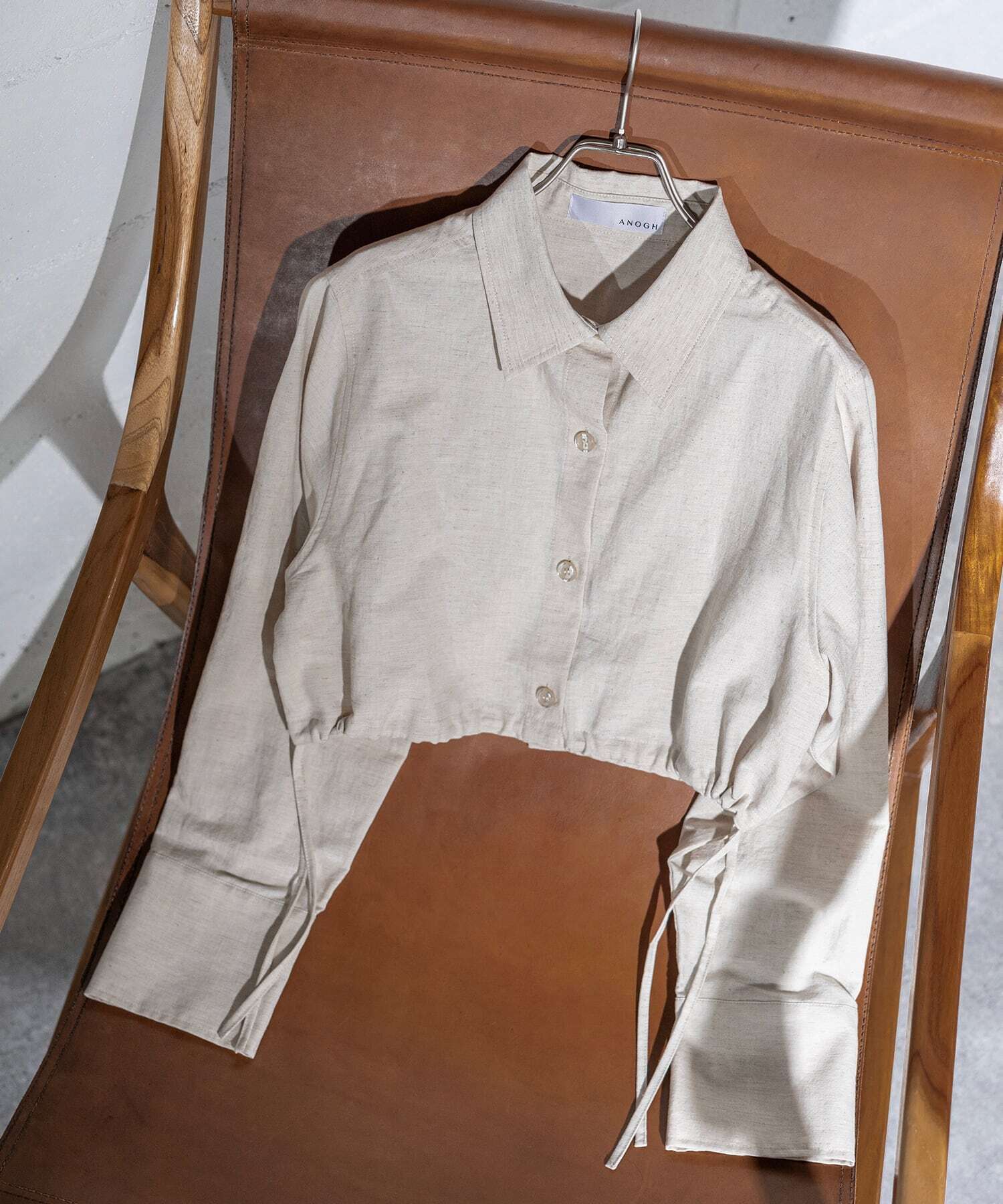 ANOGH COTTON LINEN CROPPED SHIRT