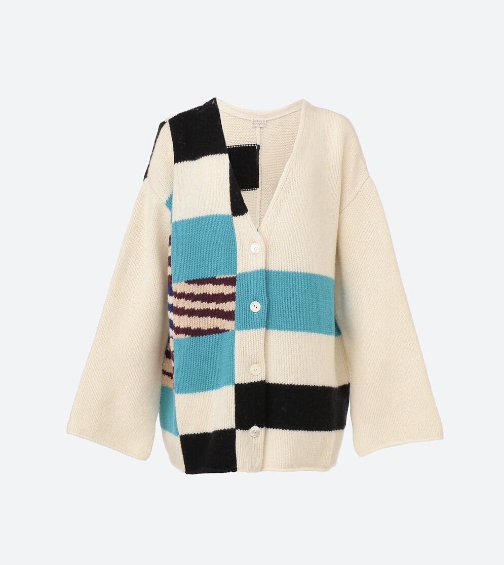 babaco patch work pattern cardigan