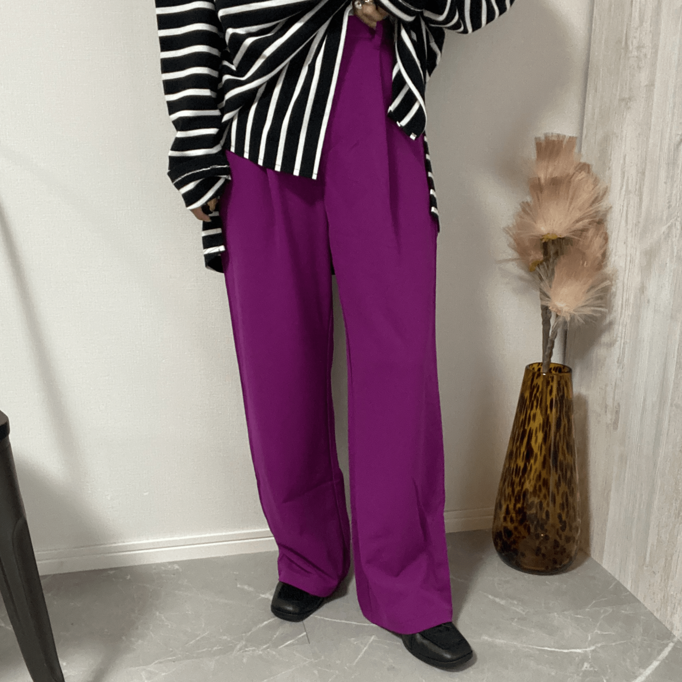 Chich&Sally Punch material tuck pants【purple】