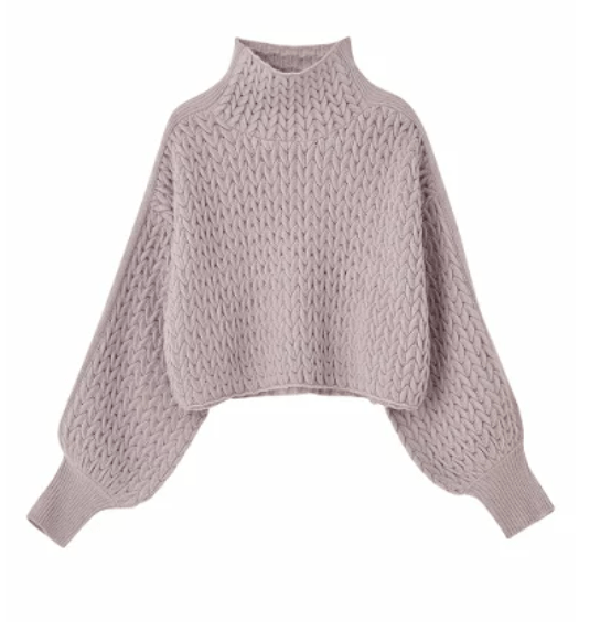 COCODEAL ショート丈ハイネックケーブルニット