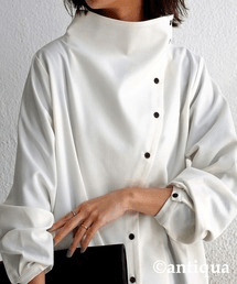 antiqua ボトルネックトップス シャツ レディース トップス ブラウス・py-00592