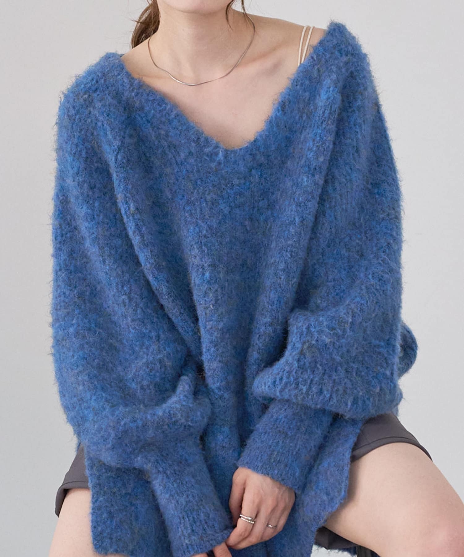 Kastane メランジVあきニットプルオーバー