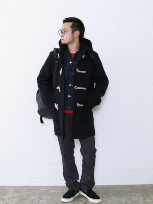 coen ダブルフェイスメルトンダッフルコート