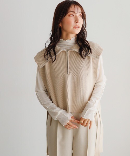 LADYMADE BIGカラーサイドリボンニットベスト
