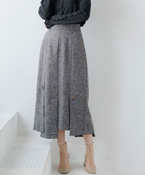 LADYMADE アシメヘムボタンタイトスカート